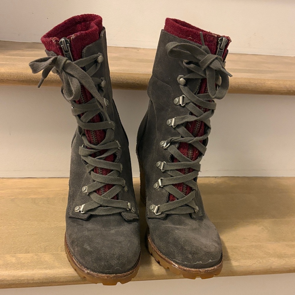 UGG Gray and Red Ankle Boots